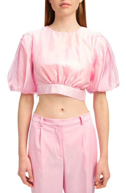 Plus Baby Pink Ruffle Puff Sleeve Bardot Crop Top