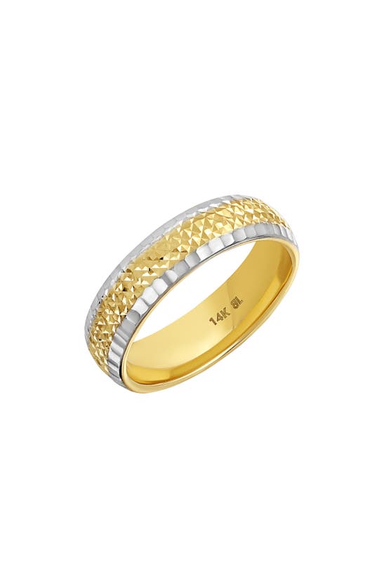 Bony Levy 14k Gold Diamond-cut Band Ring In 14k Wht/ Ylw Gold