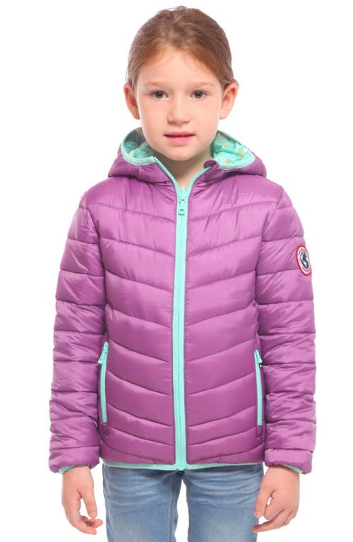Rokka&rolla Kids' Reversible Lightweight Puffer Jacket In Mulberry