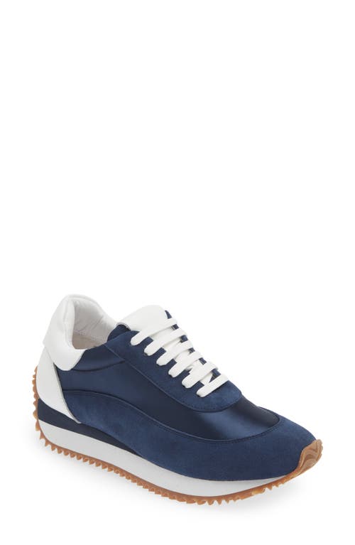 Monaco Sneaker in Navy Satin-Suede