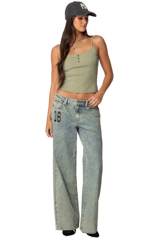 Edikted Henley Crop Camisole In Olive