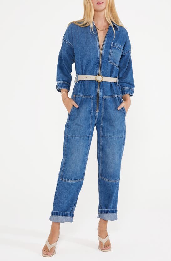 Etica Zeta Zip Front Denim Jumpsuit In Blue | ModeSens