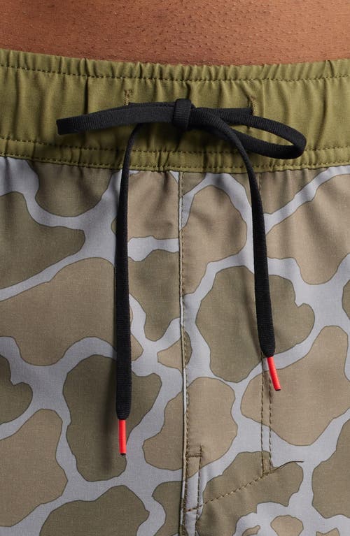 Shop Florence Standard Issue Water Repellent Swim Trunks In Burnt Olive Camo