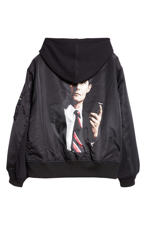 Shop Undercover 'twin Peaks' Hooded Bomber Jacket In Black