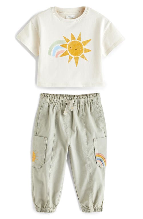 NEXT Kids' Sunshine Cotton Graphic T-Shirt & Joggers Set Sage Green at Nordstrom,