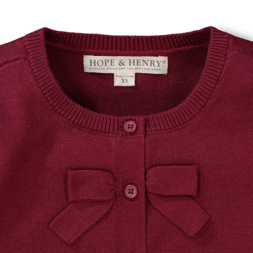 Hope & Henry Girls' Bow Front Cardigan, Infant In Berry