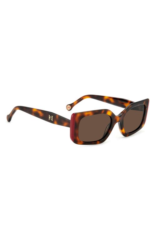 Shop Carolina Herrera 53mm Rectangular Sunglasses In Havana Red/brown