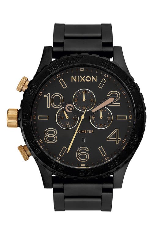 Shop Nixon 51-30 Chronograph Bracelet Watch, 51mm In Matte Black/gold