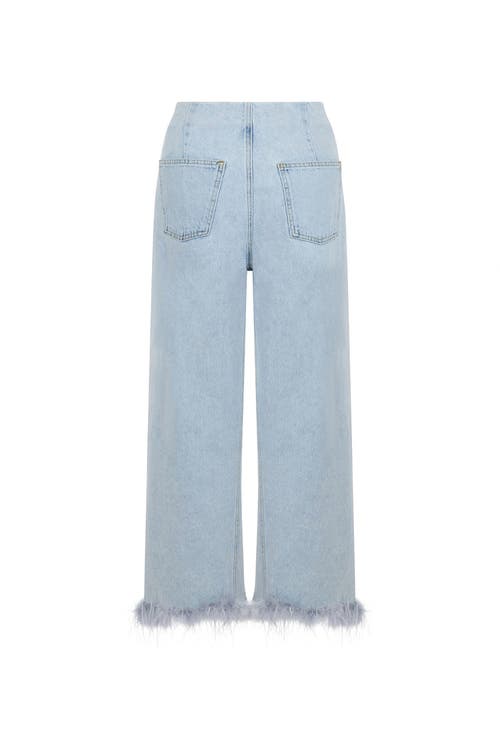 Shop Nocturne Feather Boa Jeans In Blue