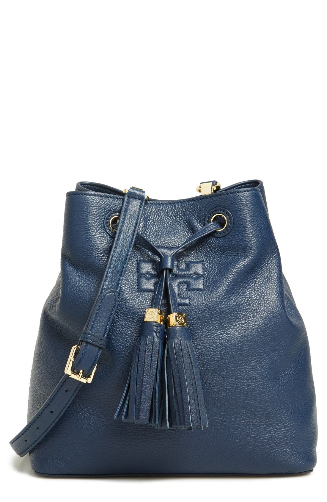 tory burch leather bucket bag