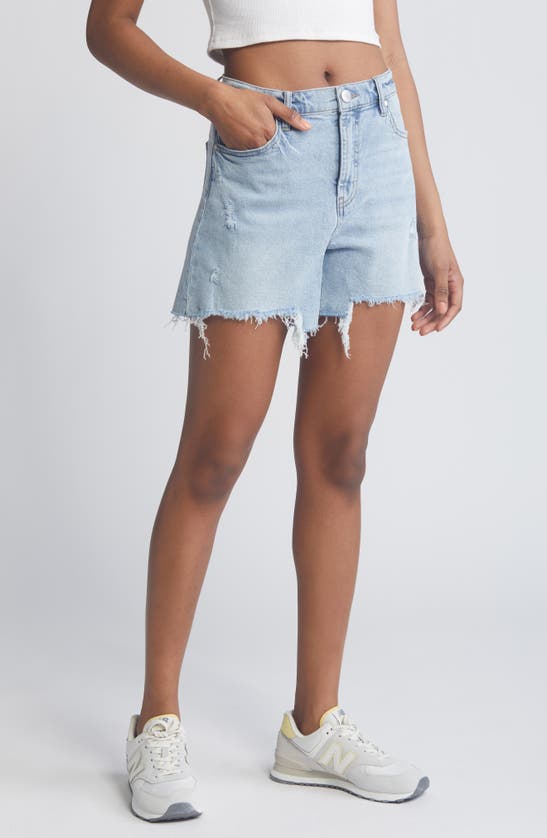 1822 Denim Dad Distressed High Waist Denim Cutoff Shorts In Joyce