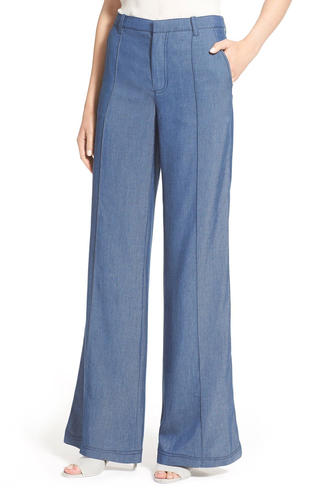 Vince Wide Leg Chambray Trousers Nordstrom