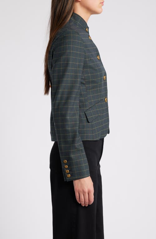 Shop Rag & Bone Slade Plaid Crop Wool Blend Blazer In Green Multi Plaid