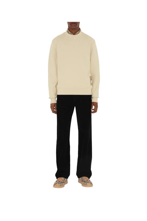 Burberry Check Label Cotton Sweatshirt In Nutmeg