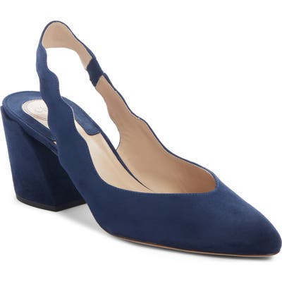 Chloe Laurena Scallop Slingback Pump, Blue