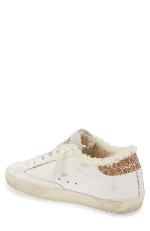 Golden Goose Super-star Genuine Shearling Low Top Sneaker In White/silver