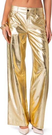 Gold 2025 leather pants