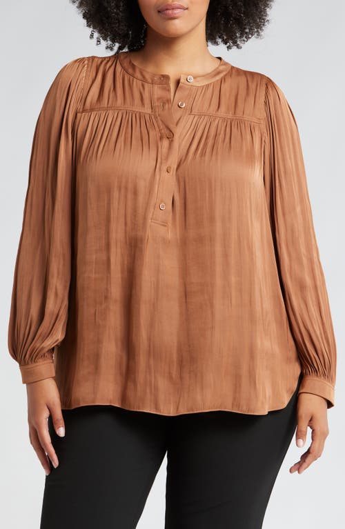 Shop Nordstrom Gathered Popover Shirt In Tan Thrush