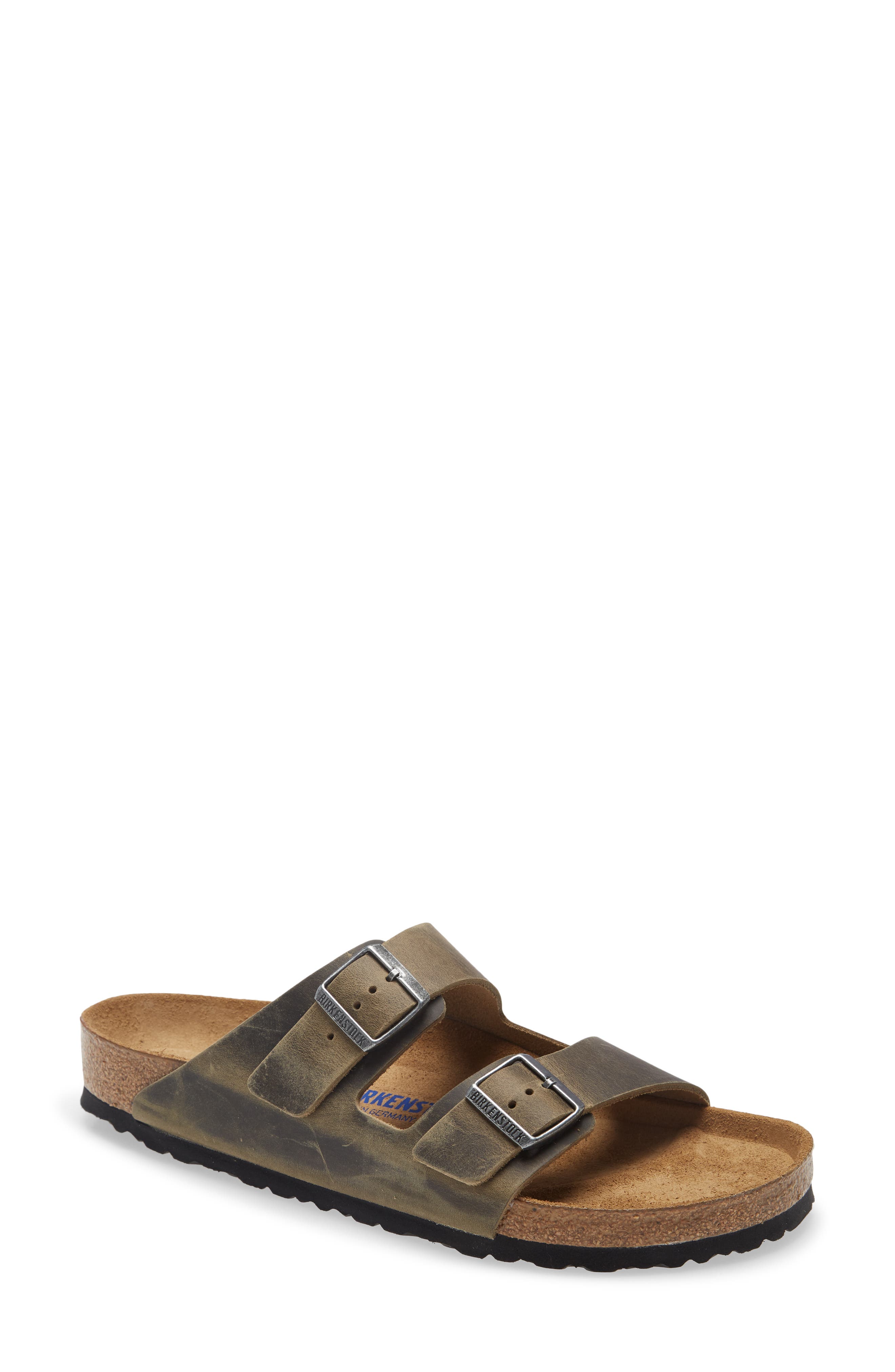 Birkenstock Arizona Soft Slide Sandal in Faded Khaki at Nordstrom, Size 13-13.5Us