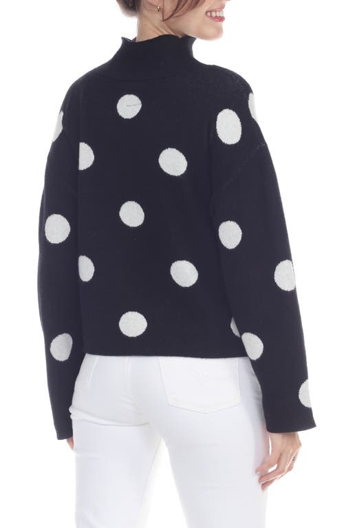 Shop Rain And Rose Polka Dot Funnel Neck Sweater In Black