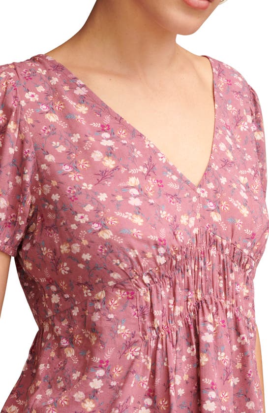 Shop Lucky Brand Floral Print Short Sleeve Top In Almost Mauve Multi