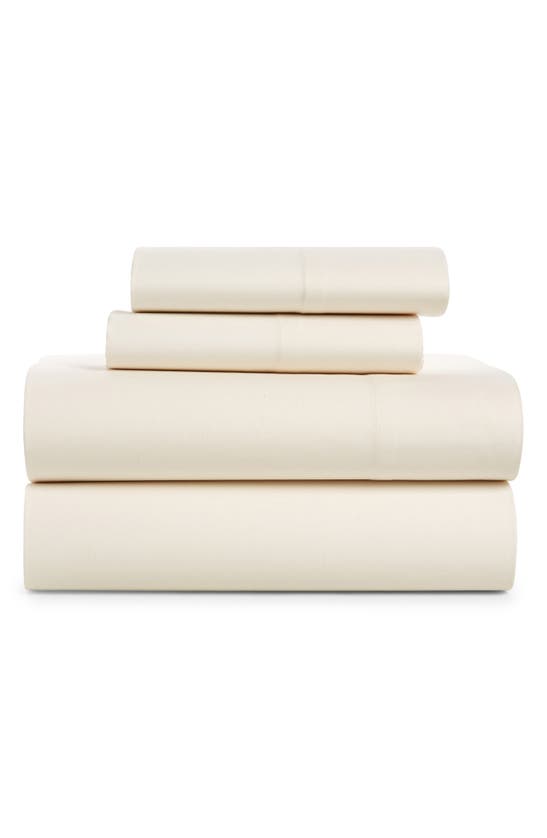 Shop French Connection Cotton Percale 4-piece Bed Sheet Set In Snow White