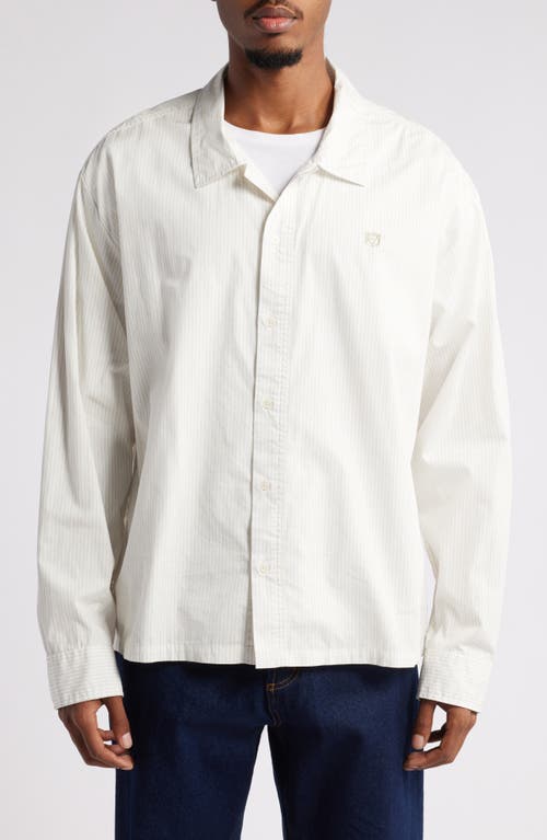 Museum of Peace & Quiet Vacation Pinstripe Long Sleeve Button-Up Shirt in Bone 