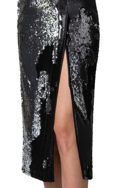 Shop Akris Sequin Side Vent Midi Skirt In Black