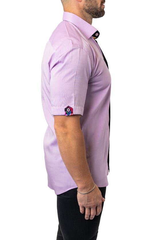Shop Maceoo Galileo Lavender 37 Purple Contemporary Fit Short Sleeve Button-up Shirt