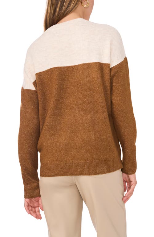 Shop Vince Camuto Extended Shoulder Colorblock Sweater In Toasted