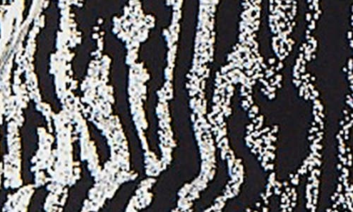 Ming Wang Animal Print Turtleneck Sweater In Black/ivory