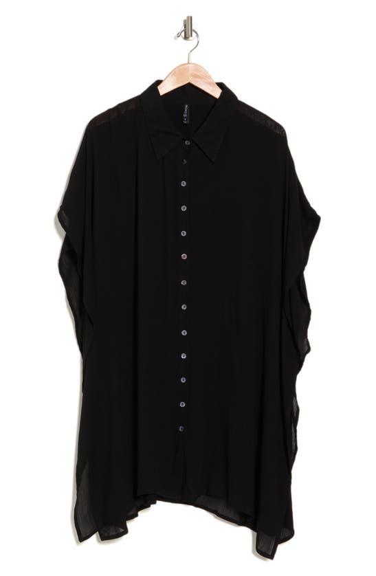 Boho Me Sharkbite Button-up Coverup In Black