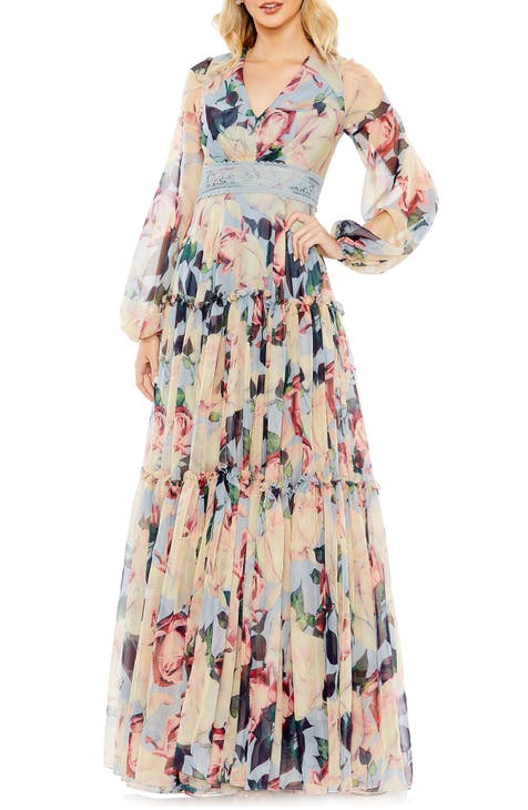 Floral Long Sleeve Gown