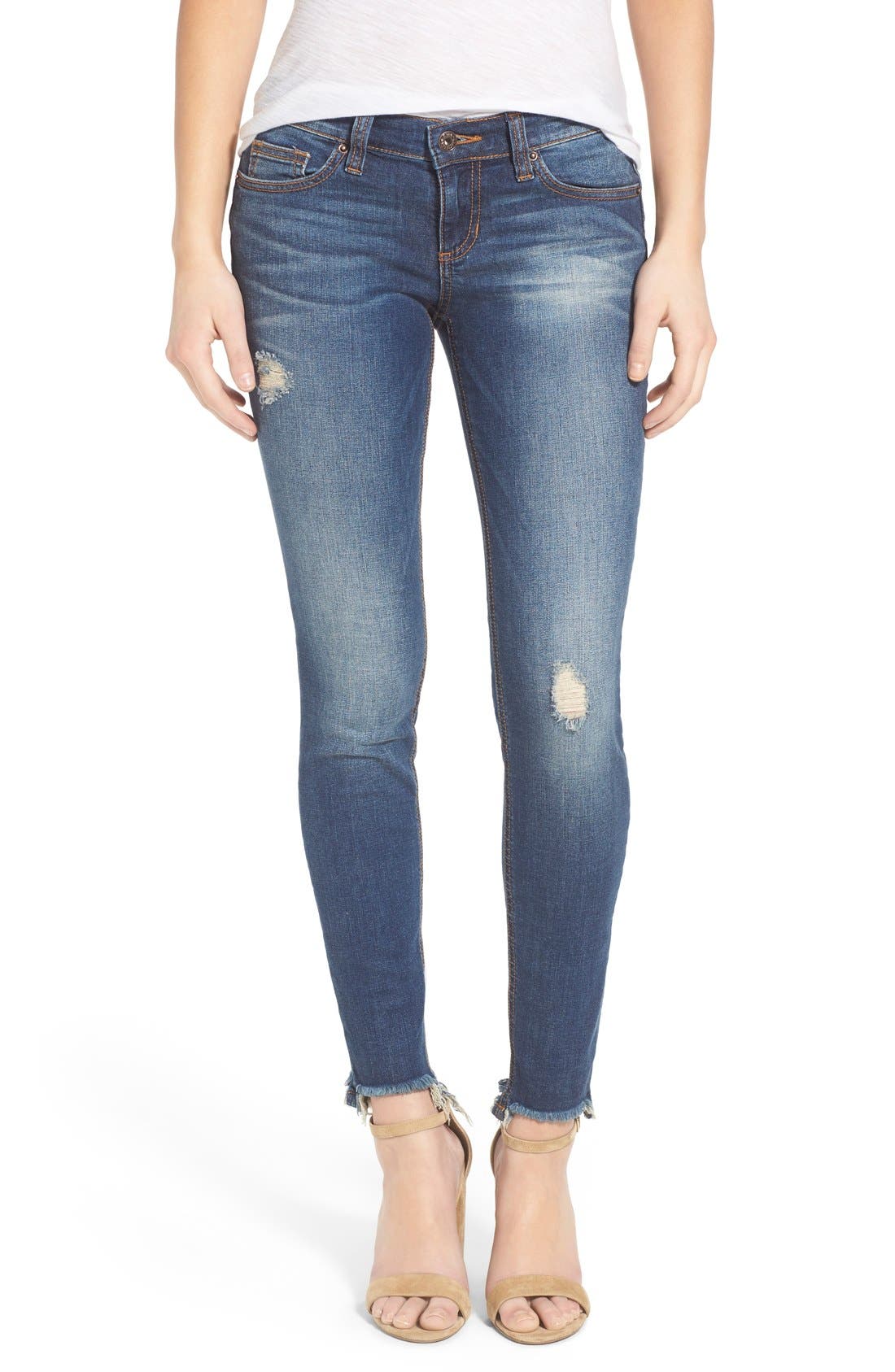 SP Black Distressed Raw Hem Skinny Jeans Nordstrom