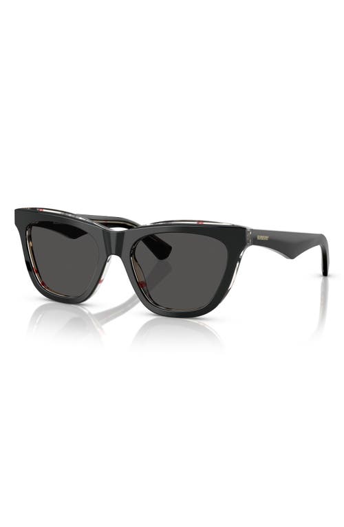 Shop Burberry 53mm Cat Eye Sunglasses In Black Check