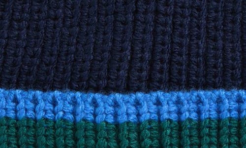 Vineyard Vines Kids' Colorblock Ribbed Beanie In Nautical Navy