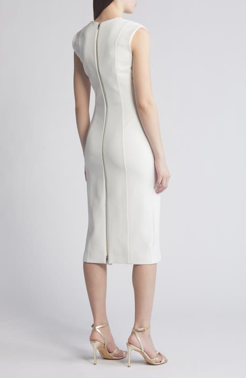 Shop Hugo Boss Boss Dukeva Midi Sheath Dress In Soft Cream