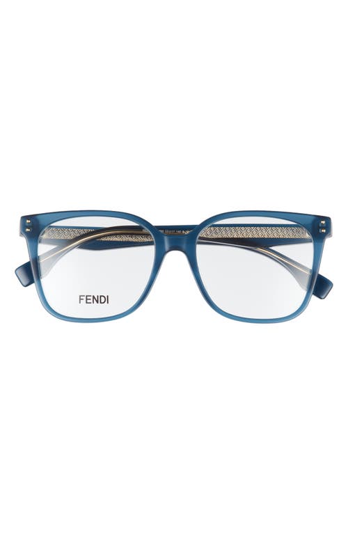 The Fendi Essential 53m Square Optical Glasses in Shiny Blue 