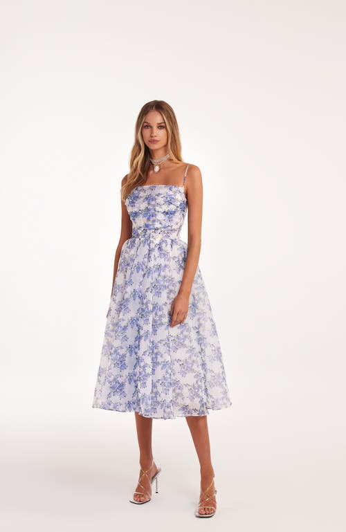 Shop Milla Spaghetti Strap Midi Dress With A Floral Print In Blue Hydrangea