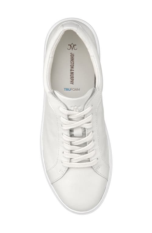 Johnston & Murphy Cammie Low Top Sneaker In White Tumbled Full Grain