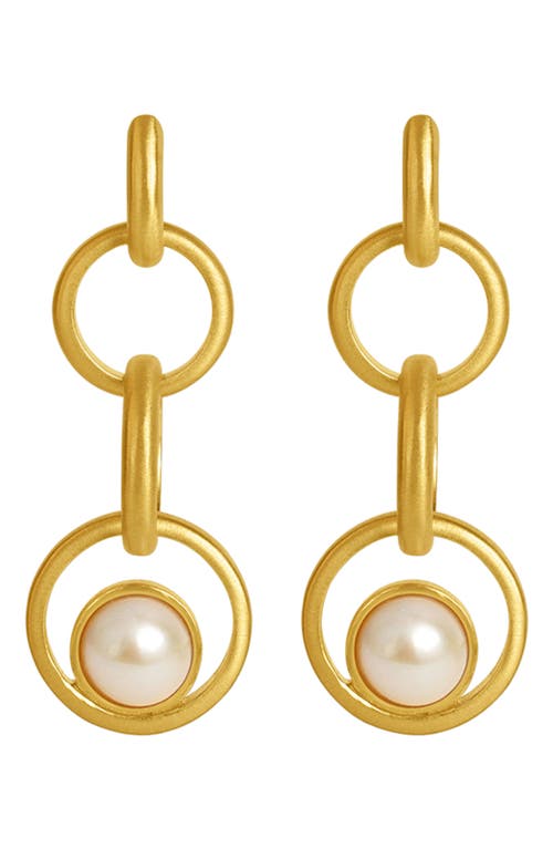 Dean Davidson Chain Drop Earrings In Pearl/ Gold