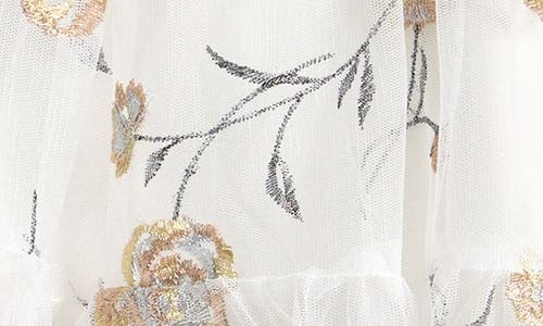 ZUNIE ZUNIE KIDS' FLUTTER SLEEVE FLORAL EMBROIDERED PARTY DRESS
