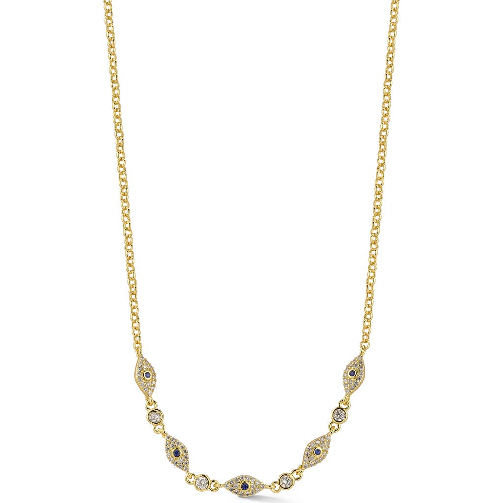 Chloe & Madison Chloe And Madison Cubic Zirconia Evil Eye Necklace In Gold