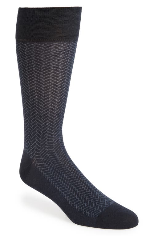 Geometric Dress Socks in Navy Stripe