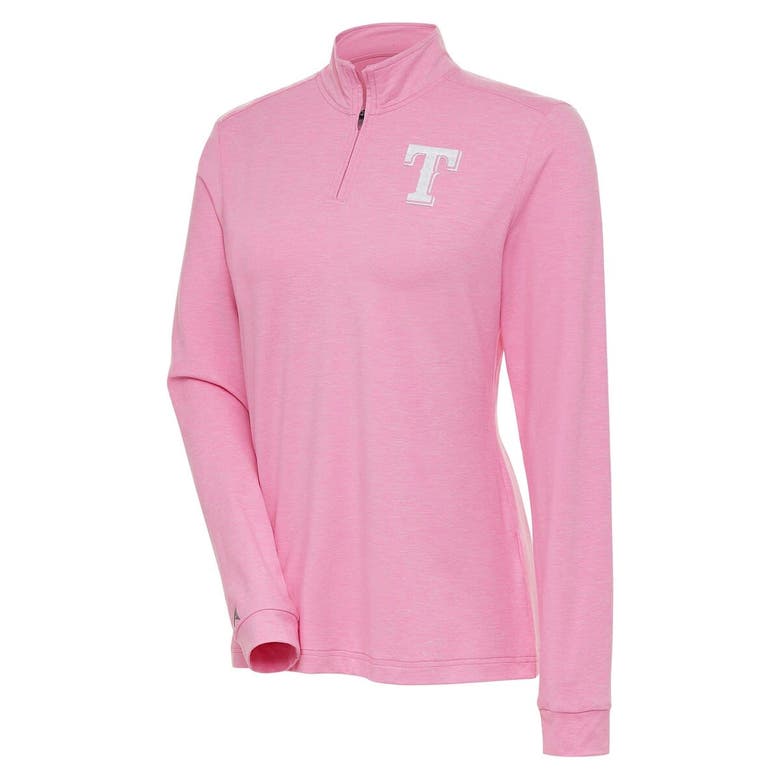 Shop Antigua Pink Texas Rangers Mentor Quarter-zip Pullover Top