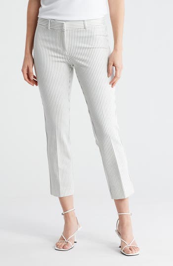 Amanda & Chelsea Chelsea Stripe Straight Leg Pants In Grey/white
