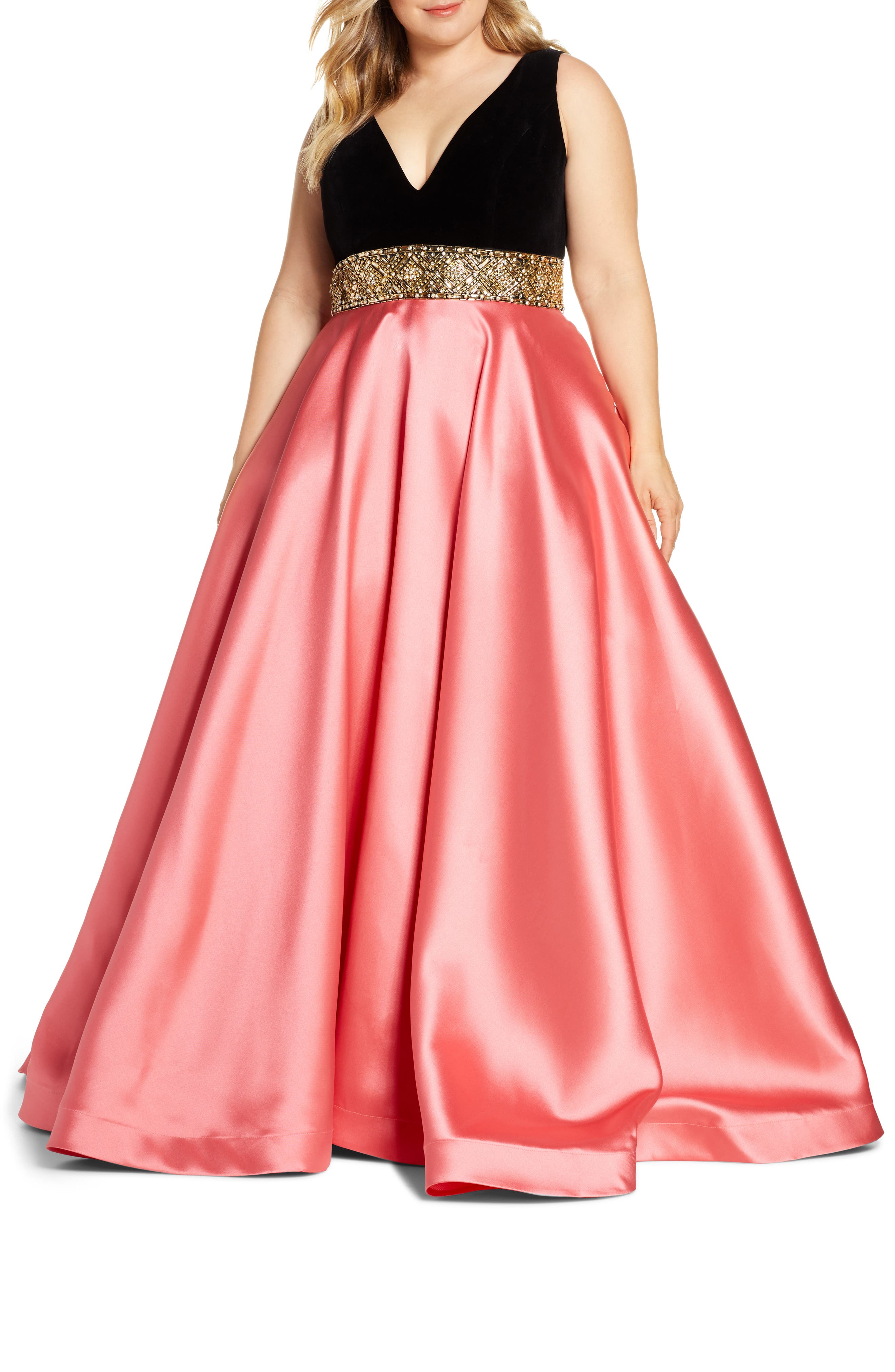 plus size satin ball gown