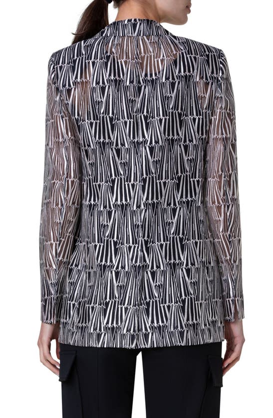 Akris Tonio Silk Jacket In Black-ecru