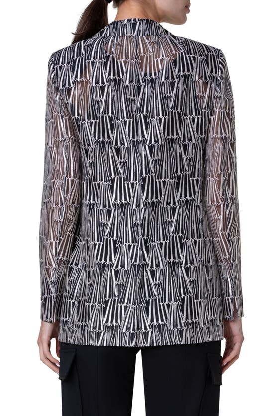 Shop Akris Tonio Silk Jacket In Black-ecru