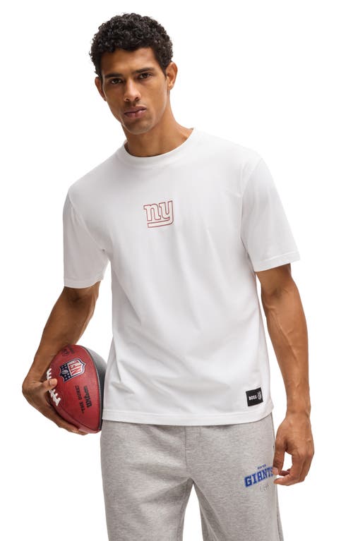 Shop Hugo Boss Boss X Nfl Stretch Cotton Graphic T-shirt In New York Giants - White